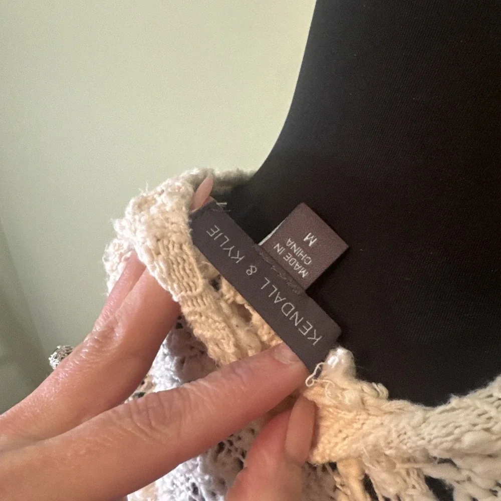 Sweater Open‎ Knit Long Bell Sleeve in Ivory White Kendall & Kylie Size Medium